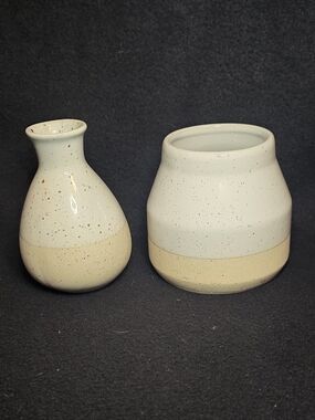 Ashland Two-Tone Ceramic Vase Set - White and Cream